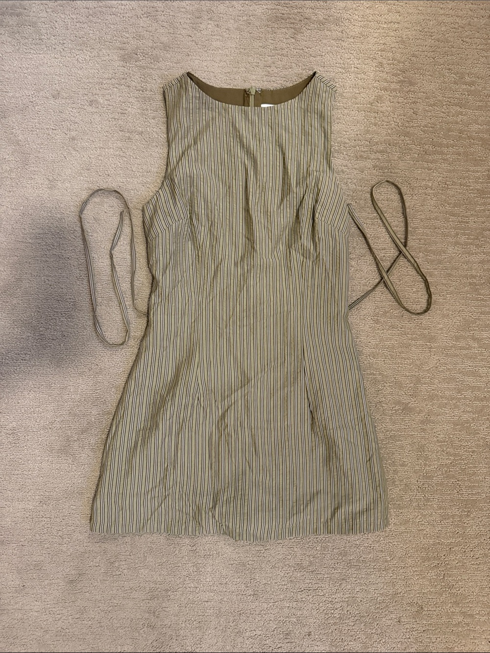 Princess Polly Olive Green Striped Mini Dress with Tie